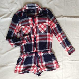 Aerie Plaid Romper Red/White/Blue